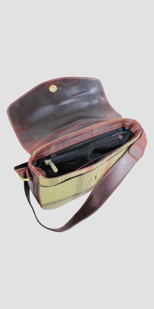 Charlotte Shoulder Bag Brown Leather And Tweed