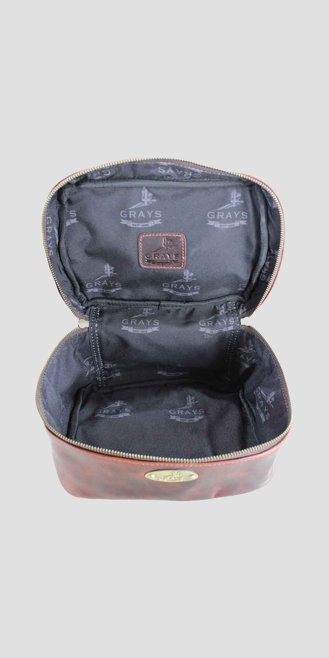 Elford Handle Leather Wash Bag Brown