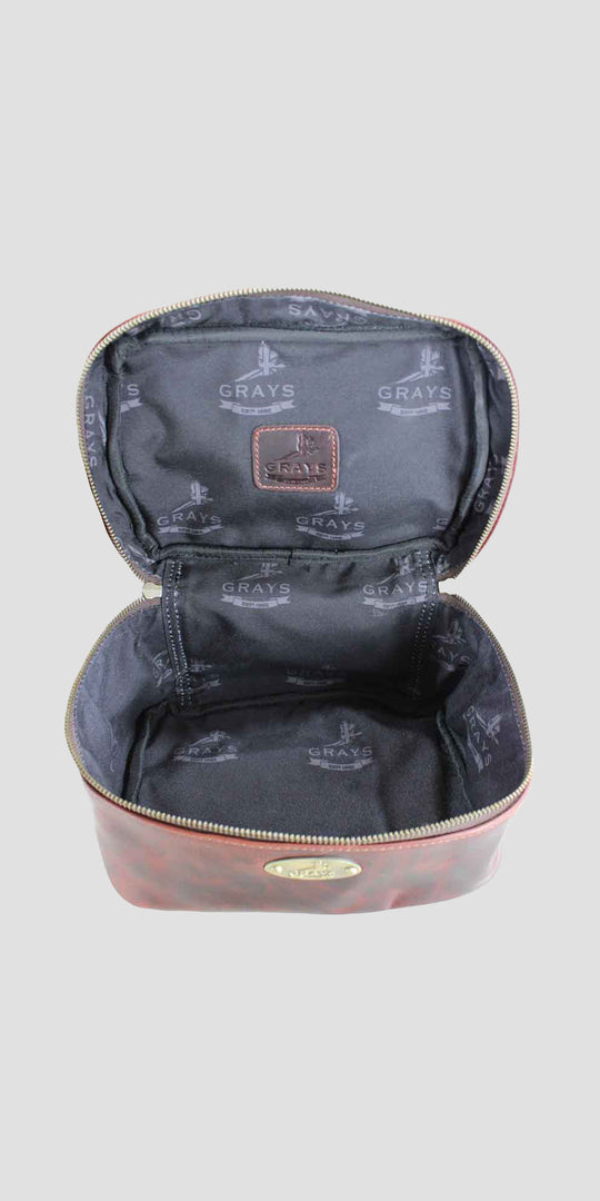 Elford Handle Leather Wash Bag Brown