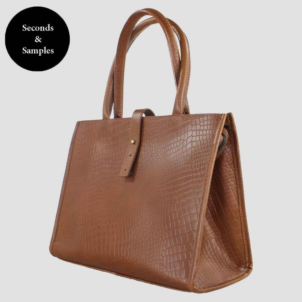 Seconds Alice Snaffle Handbag Croc Tan
