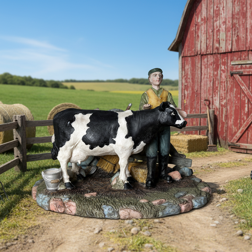 Dairy Cow and Farmer by Regency Fine Arts