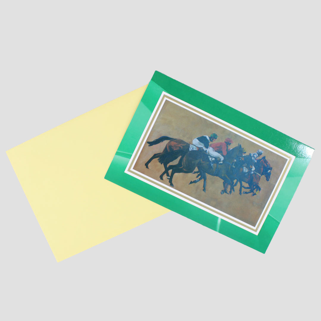 Racing Greeting Card Four Jockeys