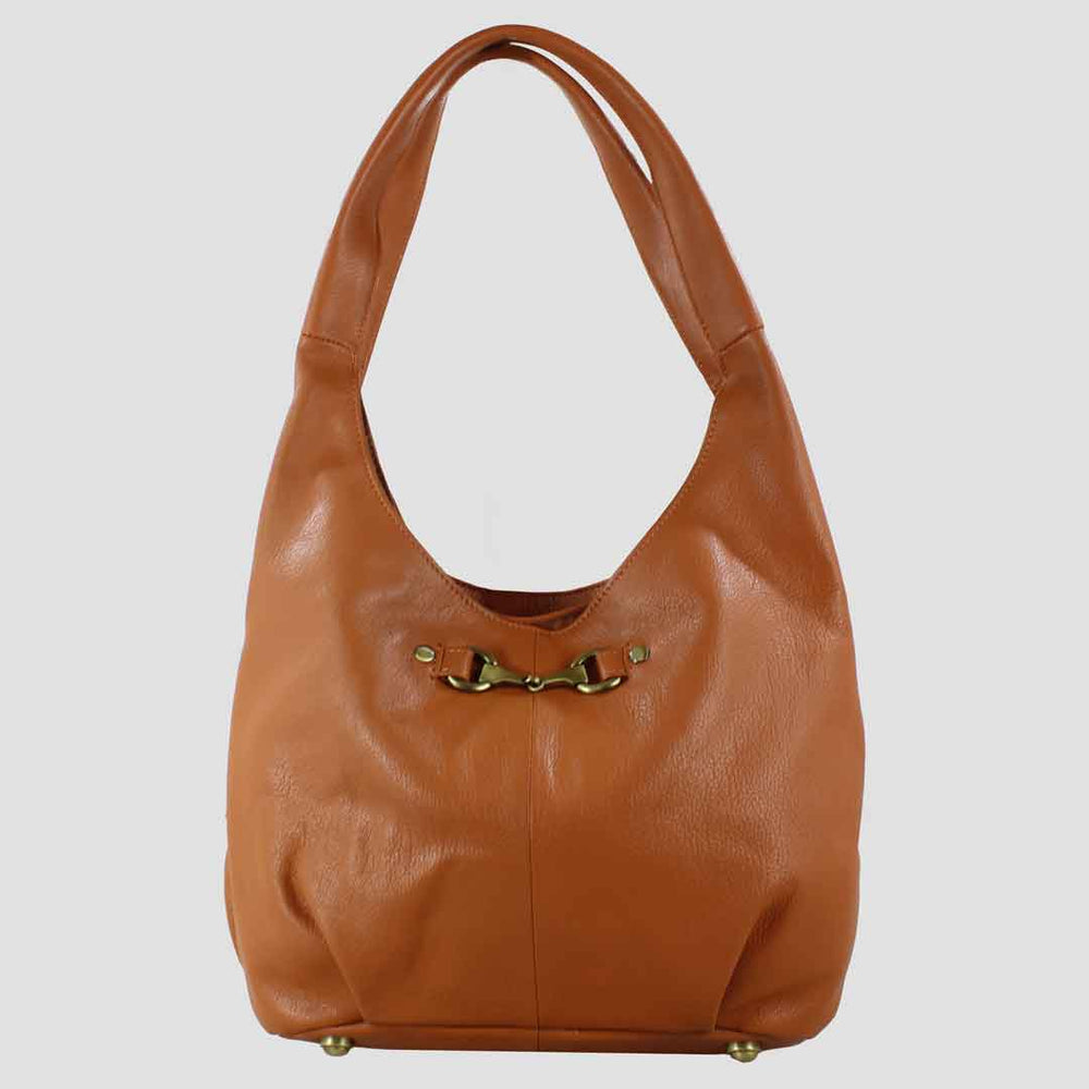 Grace Slouchy Snaffle Handbag in Tan