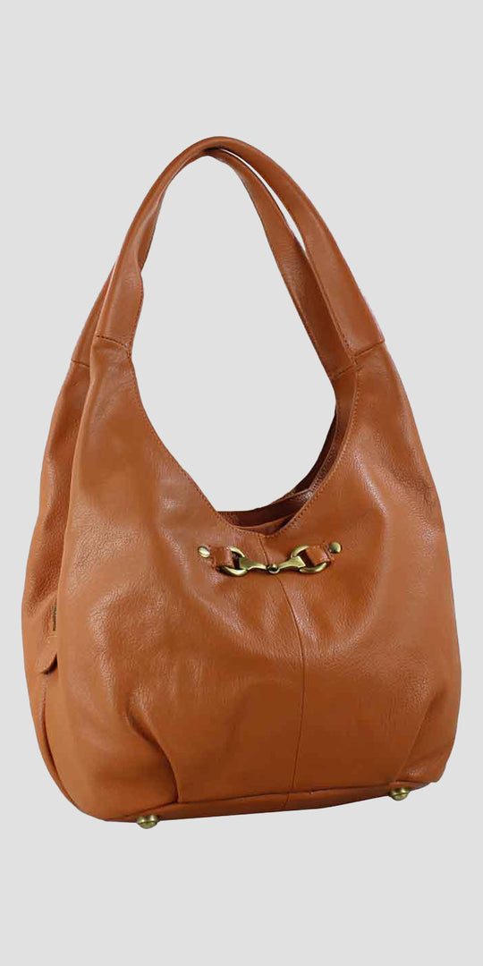 Grace Slouchy Snaffle Handbag in Tan