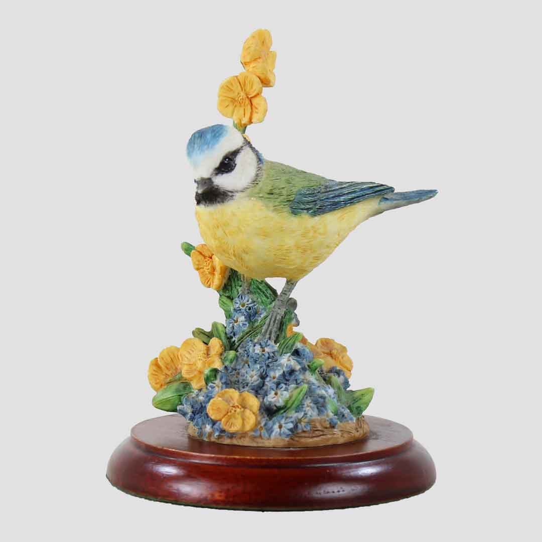 Blue Tit With Flowers Border Fine Arts Bird