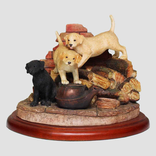 On The Farm - Cute Pups Border Fine Arts