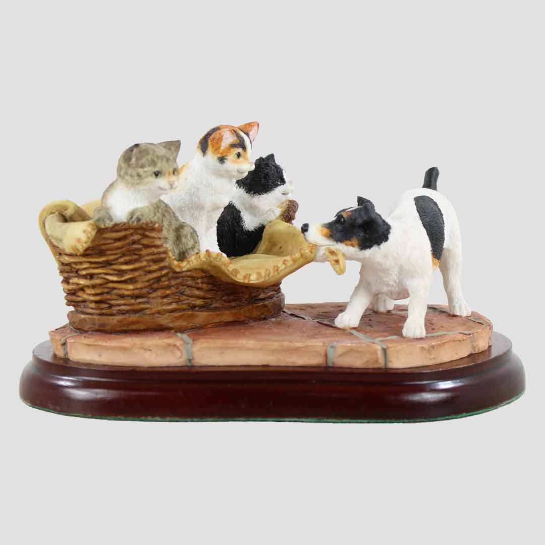 Trouble Border Fine Arts Jack Russell and Kittens