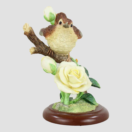 Wren With Yellow Rose Border Fine Arts Bird