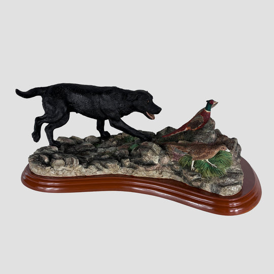 Black Labrador And Pheasants Border Fine Arts