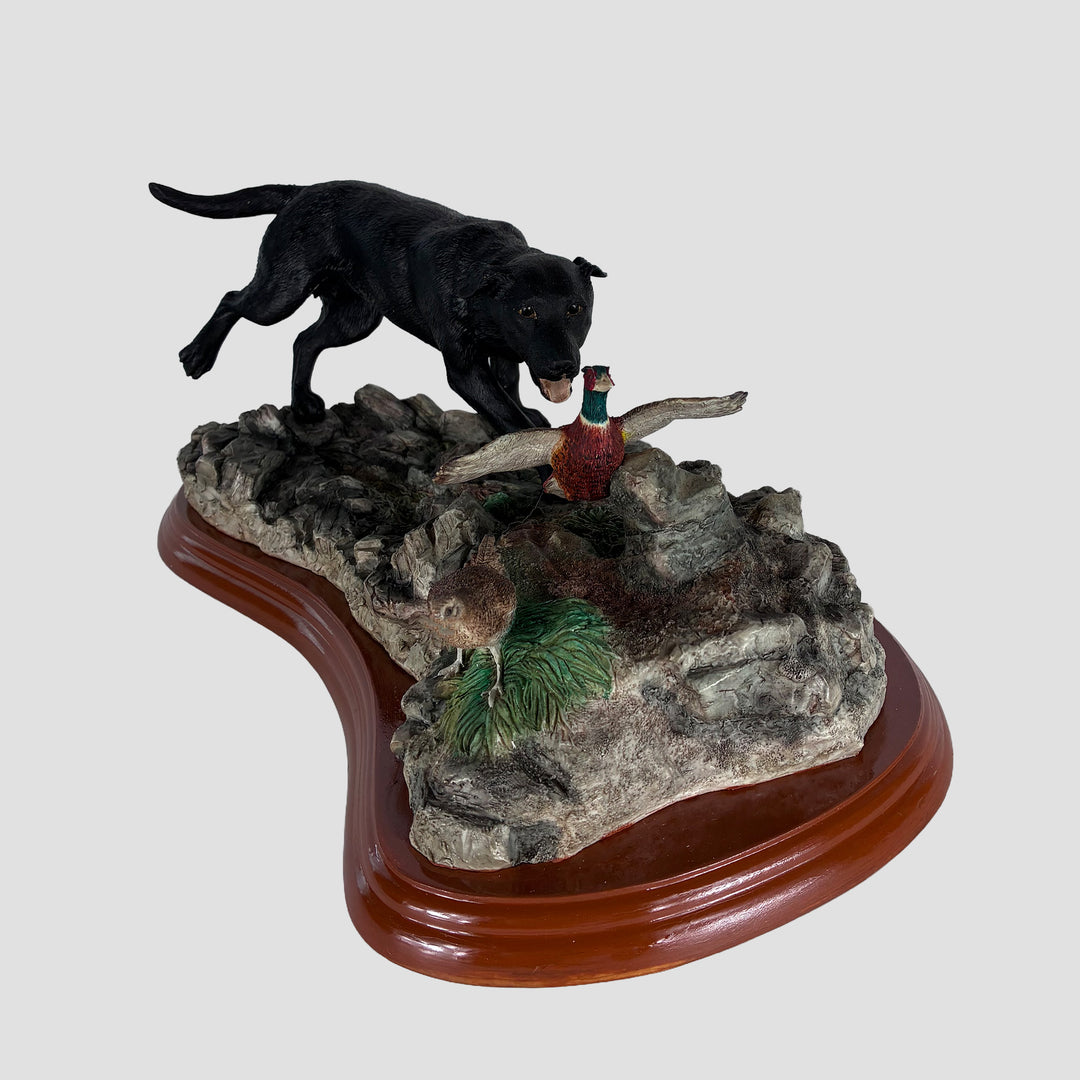 Black Labrador And Pheasants Border Fine Arts