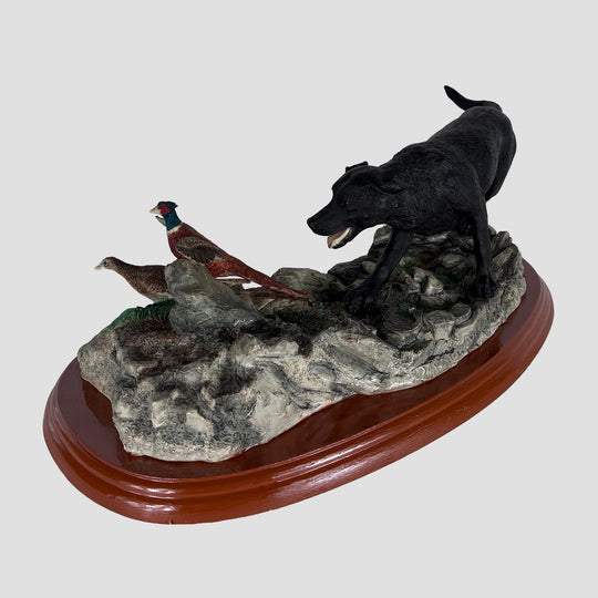 Black Labrador And Pheasants Border Fine Arts