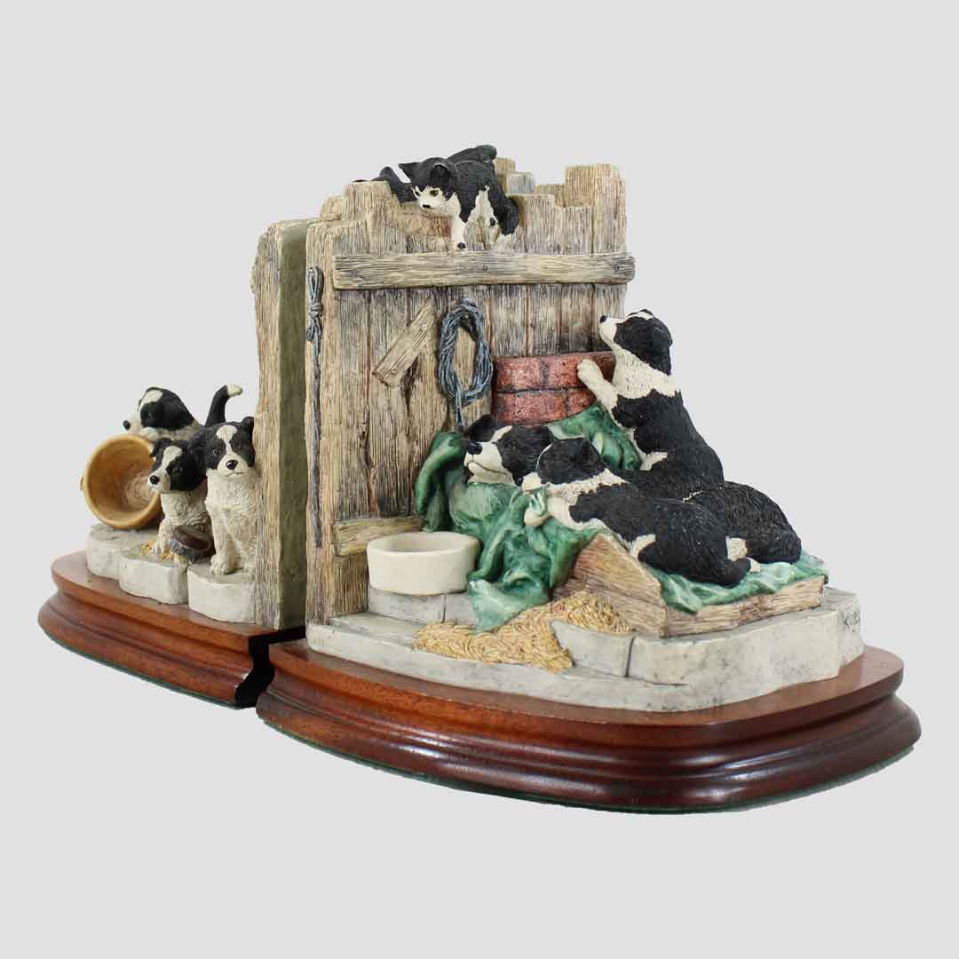 Not A Moments Peace (Bookends) Border Fine Arts Border Collie Pups