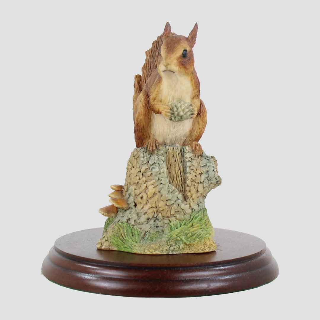 Red Squirrel On Trunk With Acorn Border Fine Arts