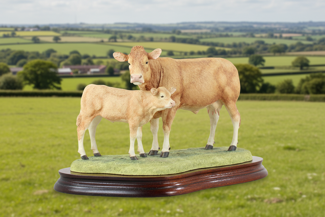 Blonde D'aquitaine Cow and Calf Border Fine Arts