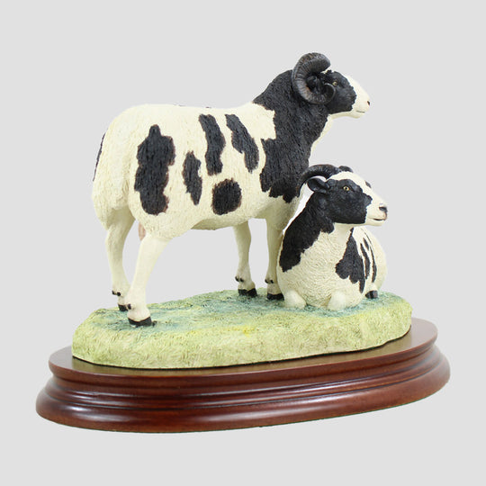 Pair Of Jacob Sheep 2 Horned Border Fine Arts