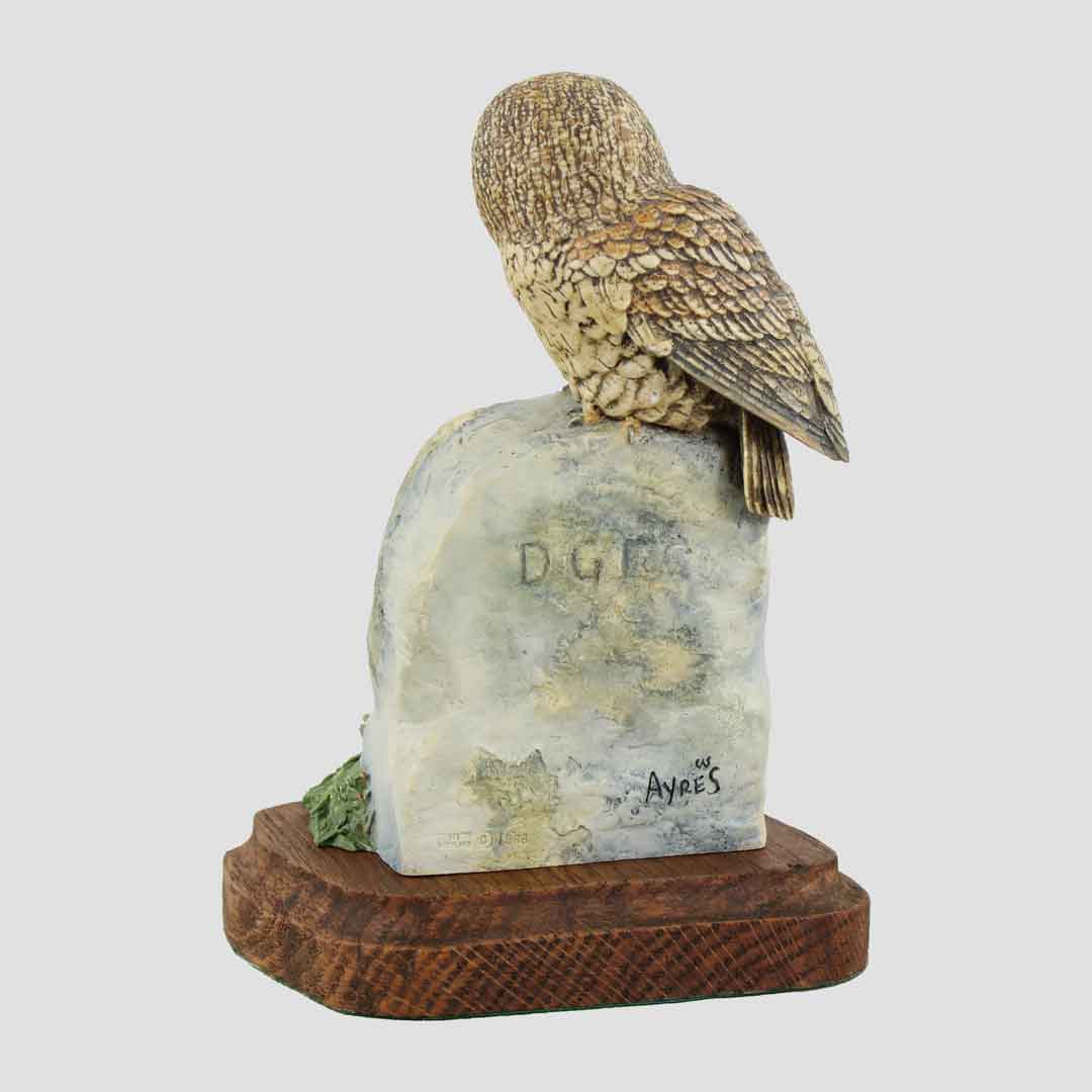 Tawny Owl On Milestone With Plinth Border Fine Arts Birds