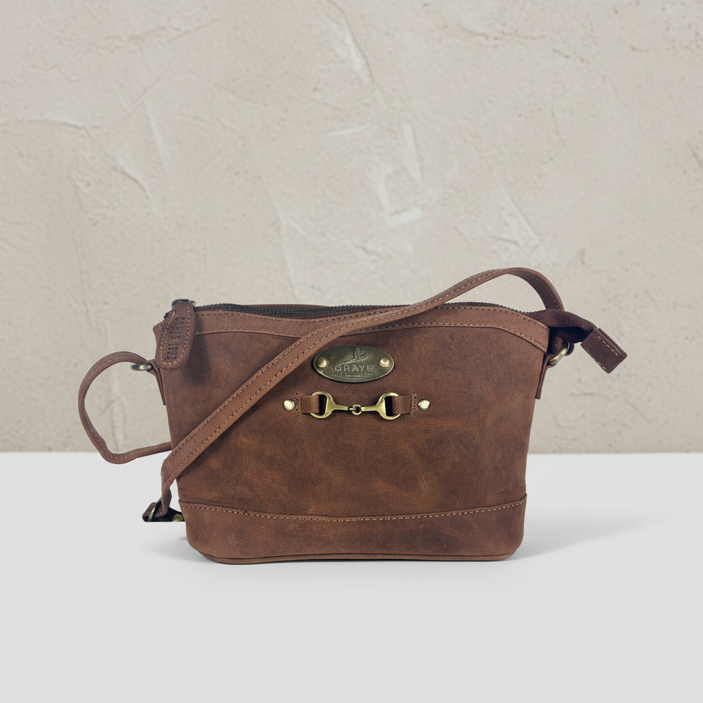 Bonnie Shoulder Bag in Hunter Leather with Snaffle Bit
