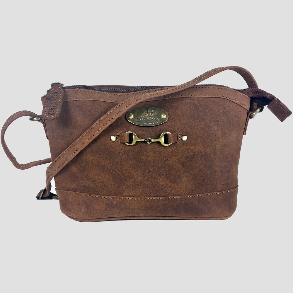 Bonnie Shoulder Bag in Hunter Leather with Snaffle Bit