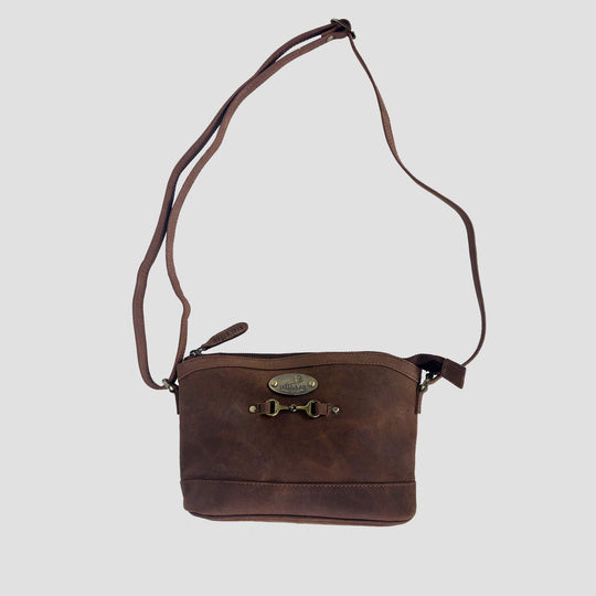 Bonnie Shoulder Bag in Hunter Leather with Snaffle Bit