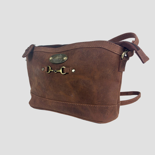 Bonnie Shoulder Bag in Hunter Leather with Snaffle Bit