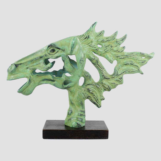 Horse Head On Base Green and Antique Black