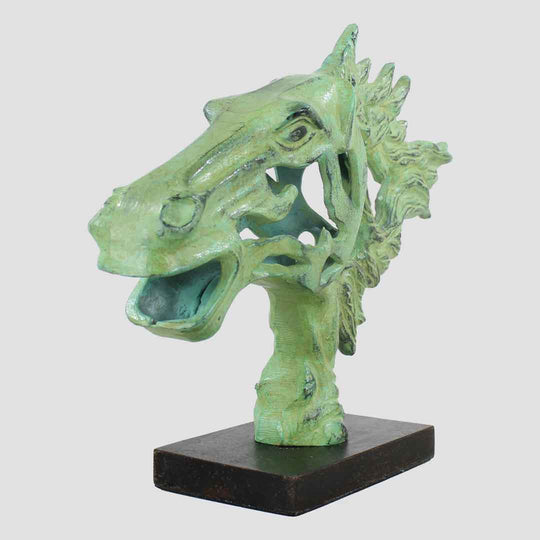 Horse Head On Base Green and Antique Black