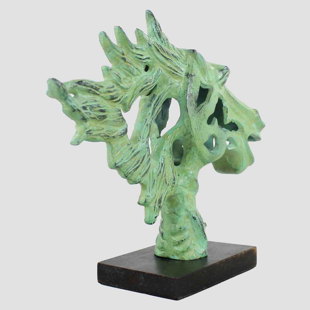 Horse Head On Base Green and Antique Black