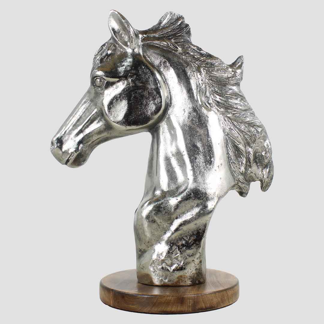 Horse Head on Base Nickle Antique and Natural