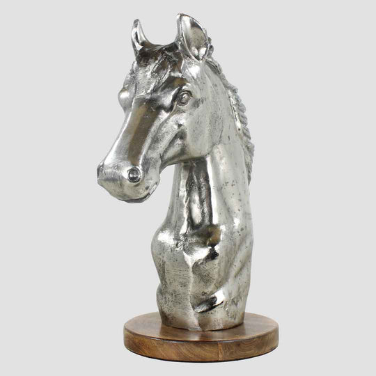 Horse Head on Base Nickle Antique and Natural