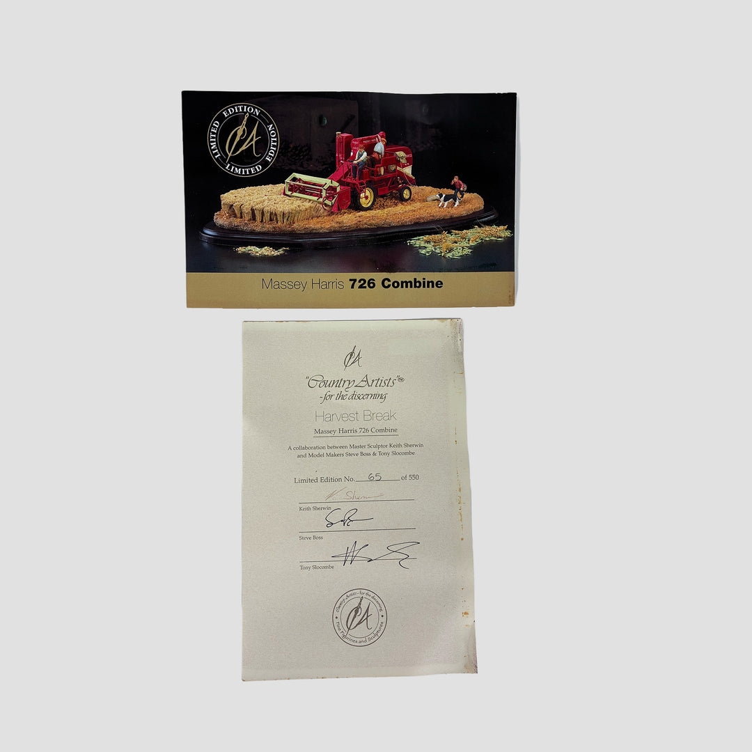 Harvest Break Massey Harris 726 Combine Country Artist Model With Original Certificate