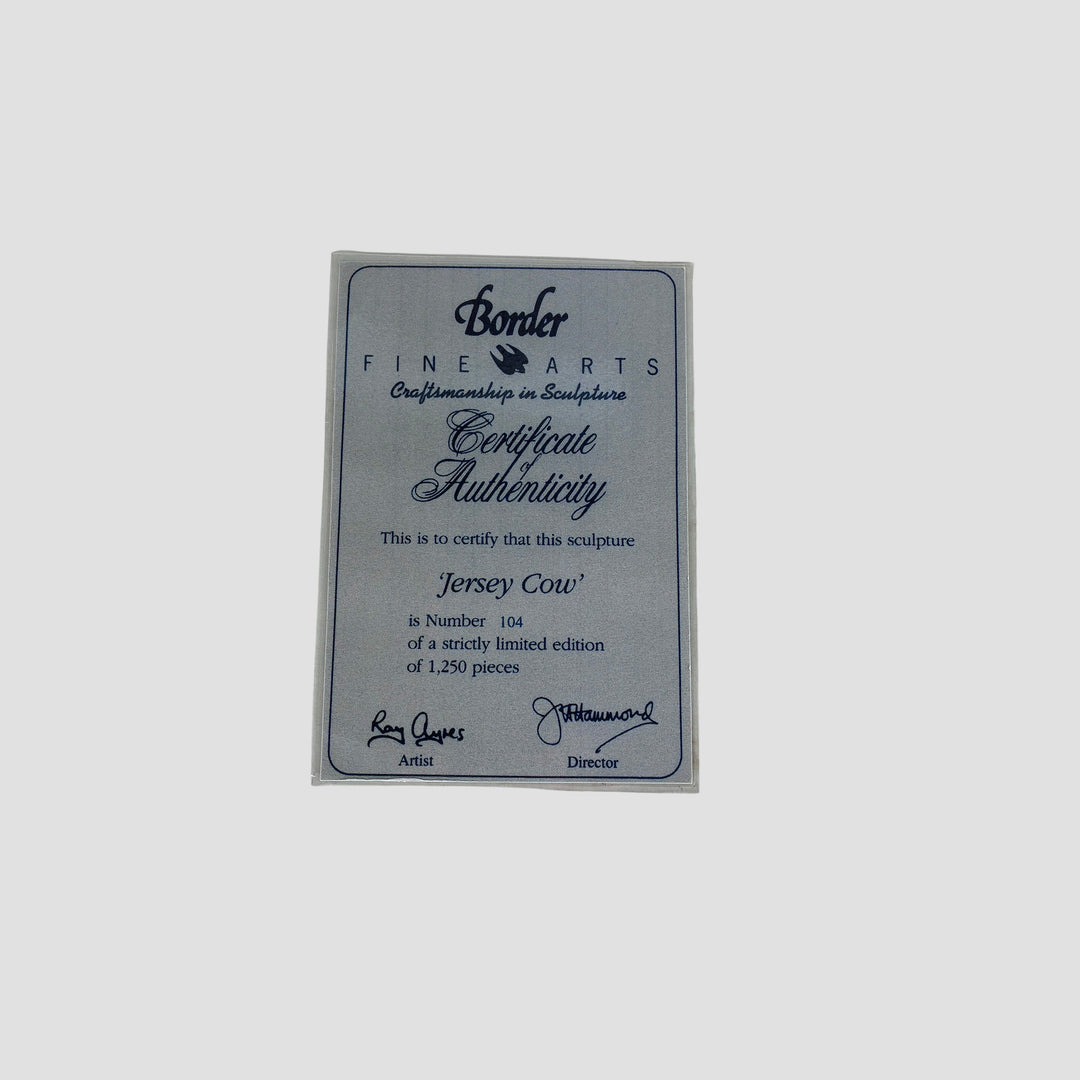 Jersey Cow Horned Border Fine Arts Cattle with Certificate
