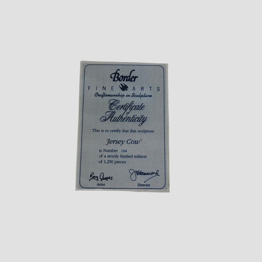 Jersey Cow Horned Border Fine Arts Cattle with Certificate