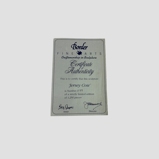 Jersey Cow Polled Border Fine Arts Cattle with Certificate