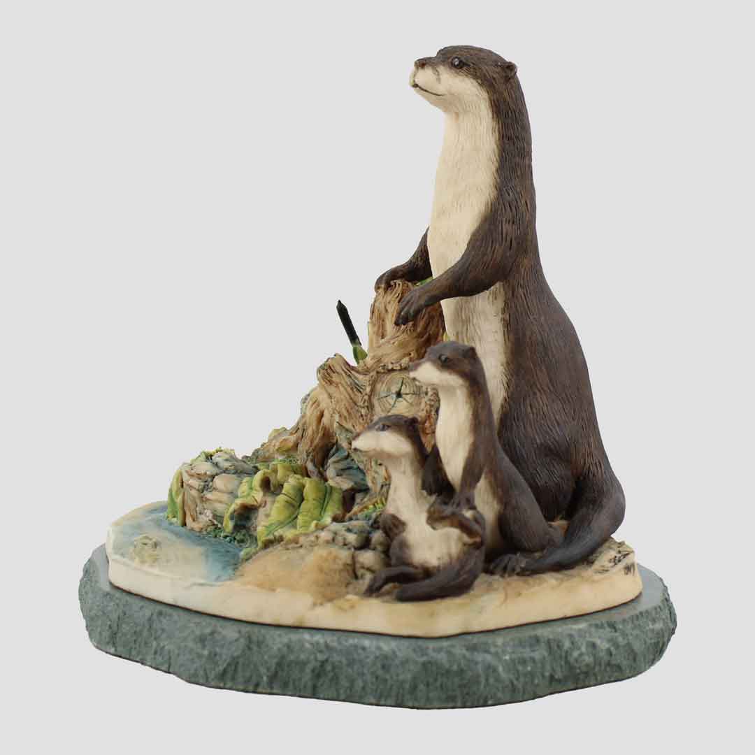 Otters On A Stone Base Border Fine Arts