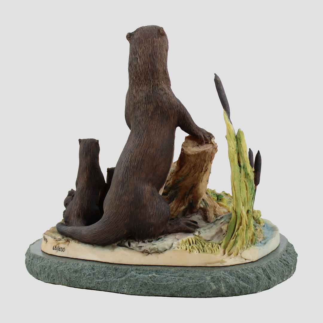 Otters On A Stone Base Border Fine Arts