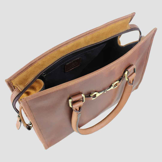 Abigail Snaffle Bag in Leather and Suede