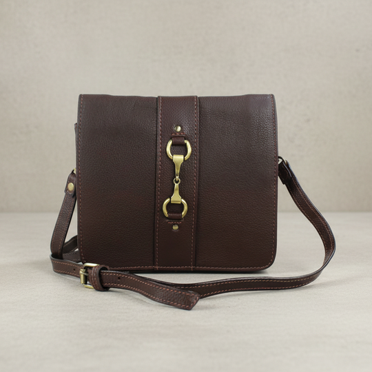 Julia Bag with Snaffle Bit in Fine Leather Brown