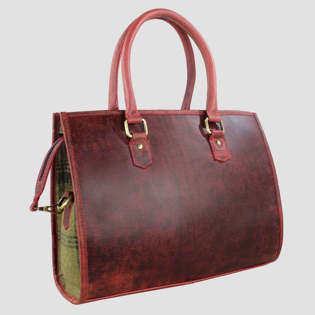 Abigail Bag Leather and Tweed Red