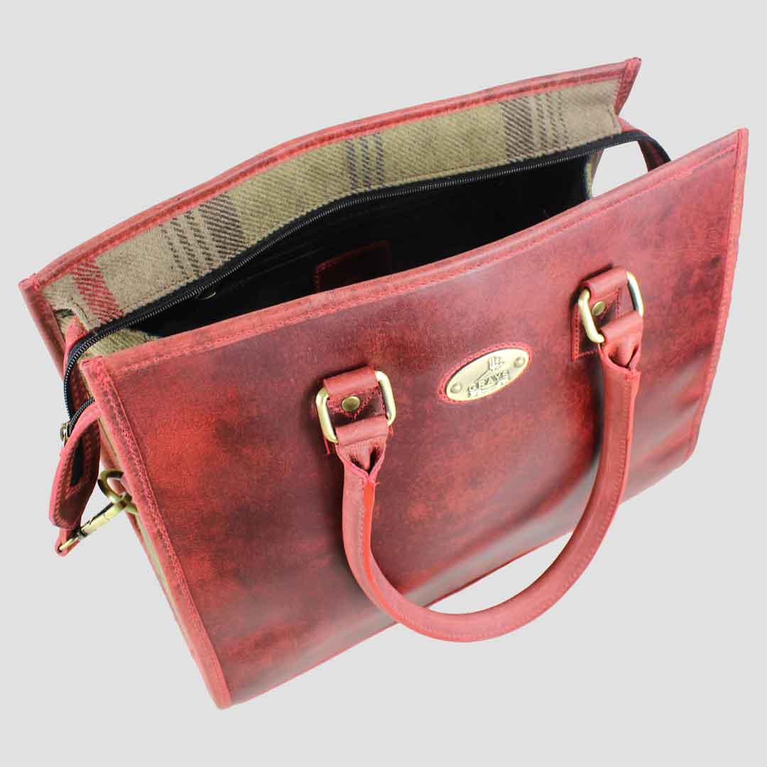 Abigail Bag Leather and Tweed Red