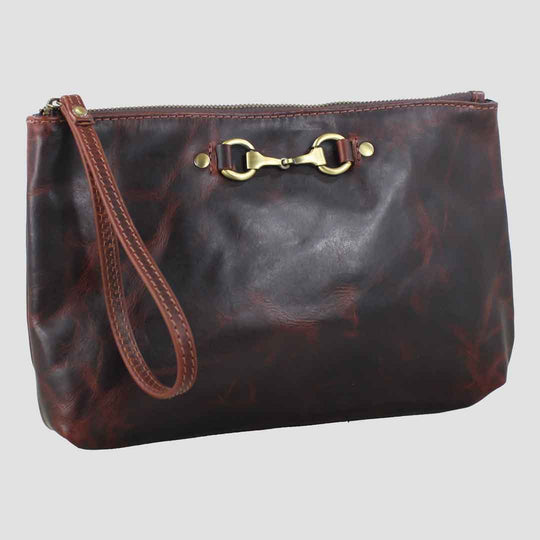 Victoria Snaffle Clutch Bag in Brown
