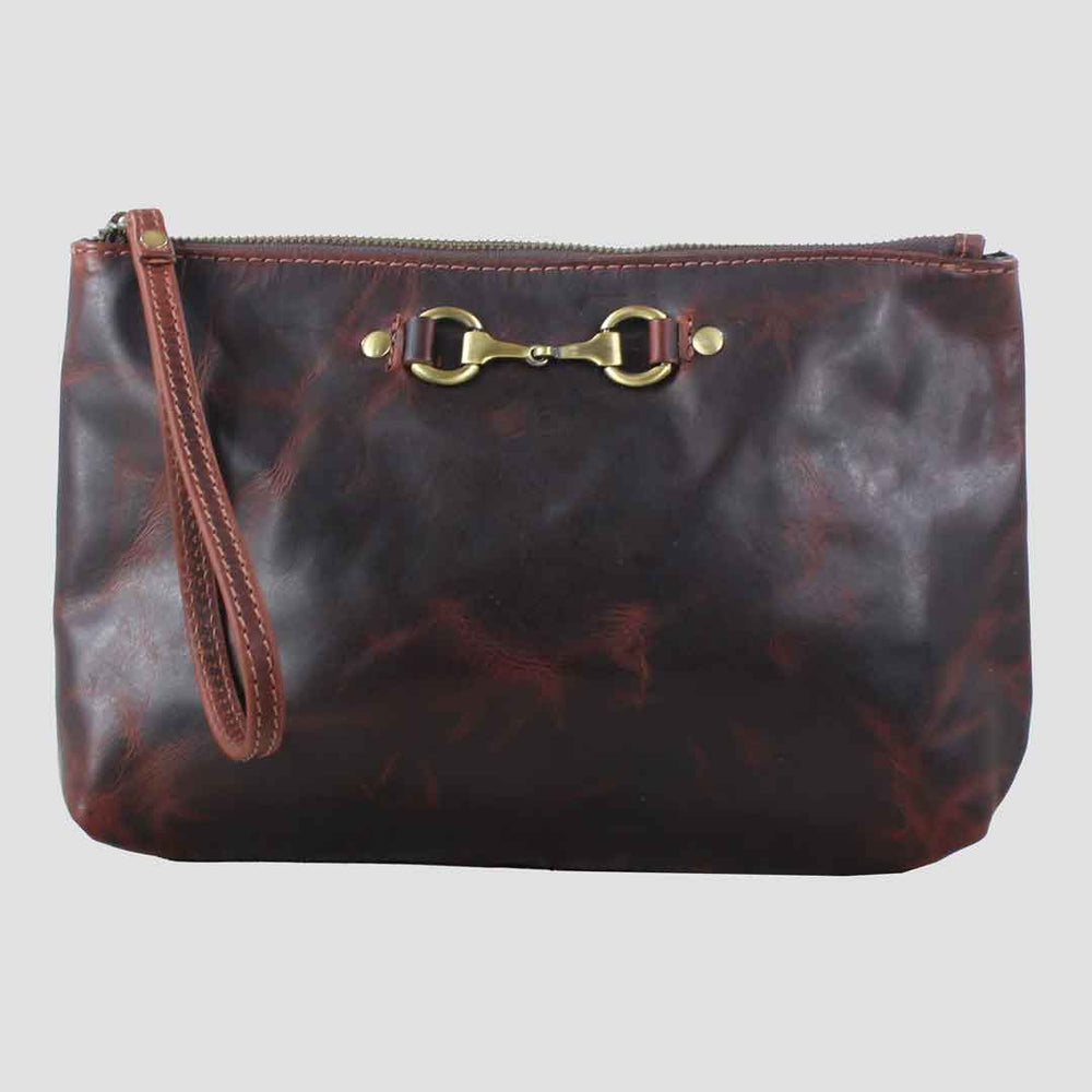 Victoria Snaffle Clutch Bag in Brown
