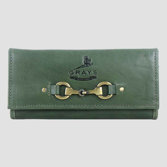 Lily Snaffle Purse in Green Leather