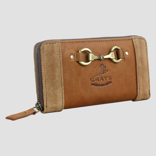 Sally Purse in Smooth Tan Leather with Suede