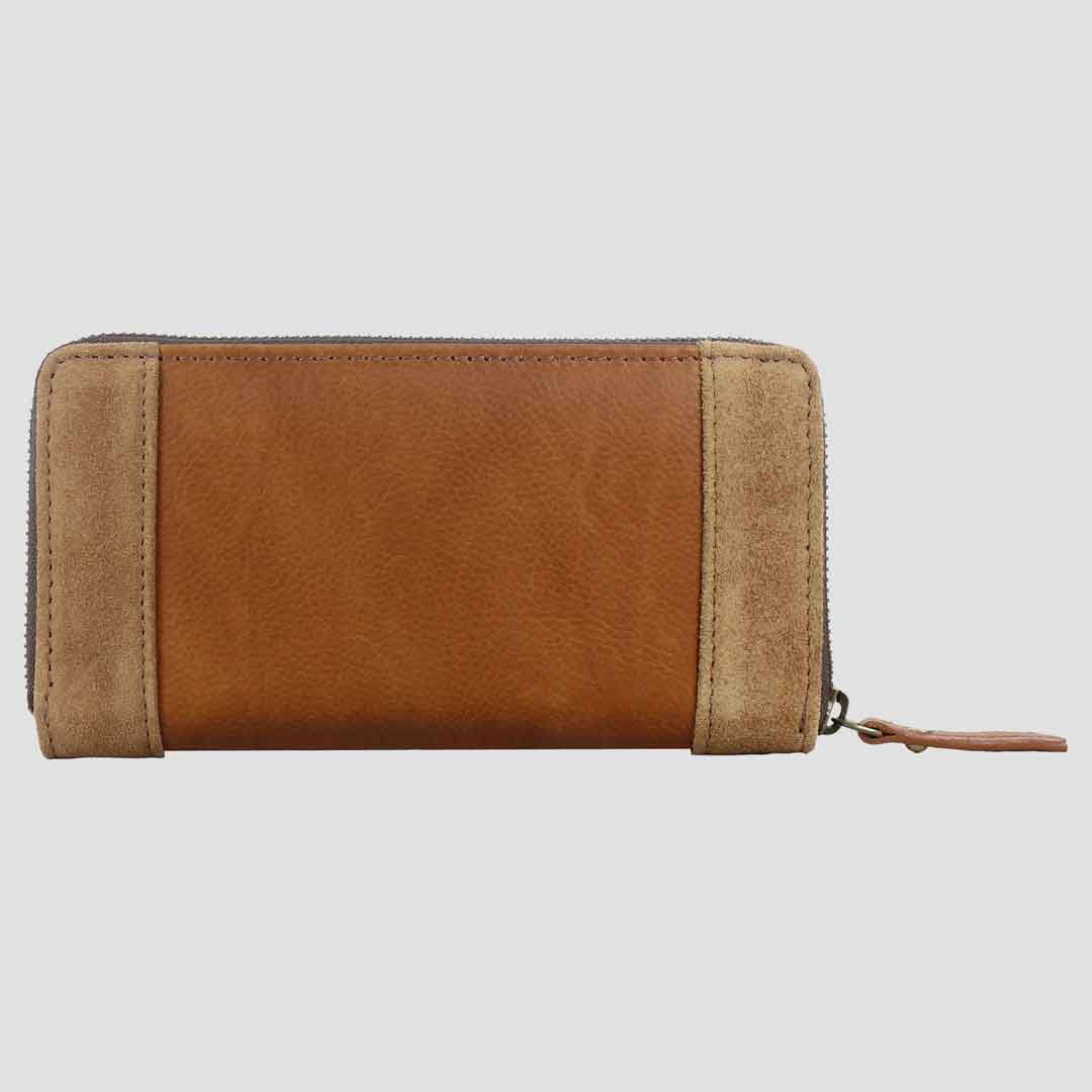 Sally Purse in Smooth Tan Leather with Suede