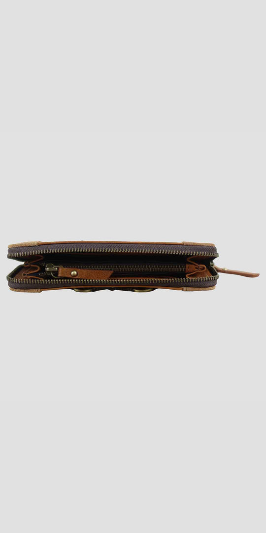 Sally Purse in Smooth Tan Leather with Suede