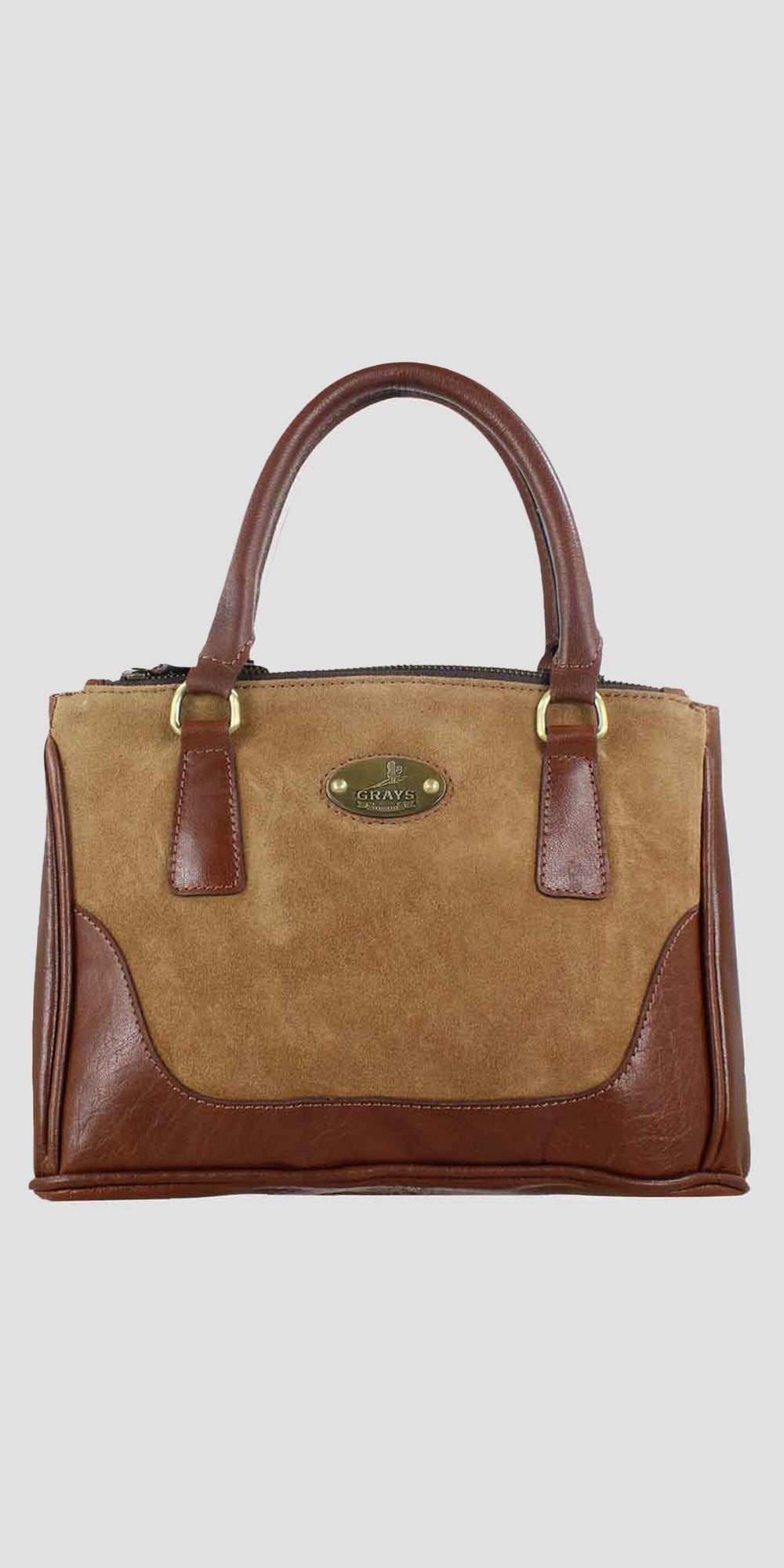 Jodie Handbag in Soft Leather and Suede Tan