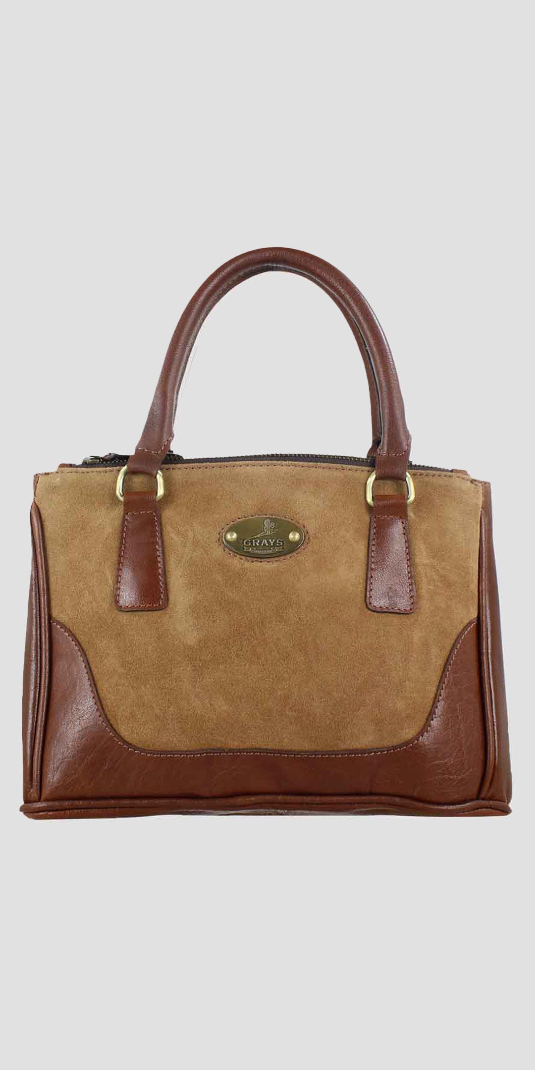 Jodie Handbag in Soft Leather and Suede Tan