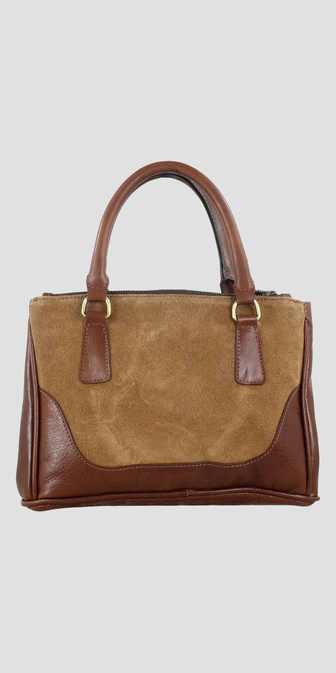 Jodie Handbag in Soft Leather and Suede Tan