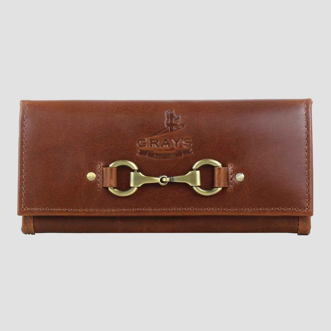 Lily Snaffle Purse in Dark Tan Natural  Leather