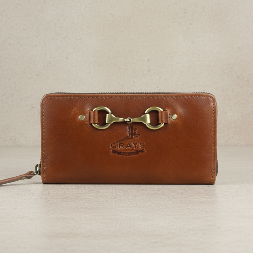 Sally Snaffle Natural Leather Purse - Elegant Snaffle Bit Detail Ladies ...